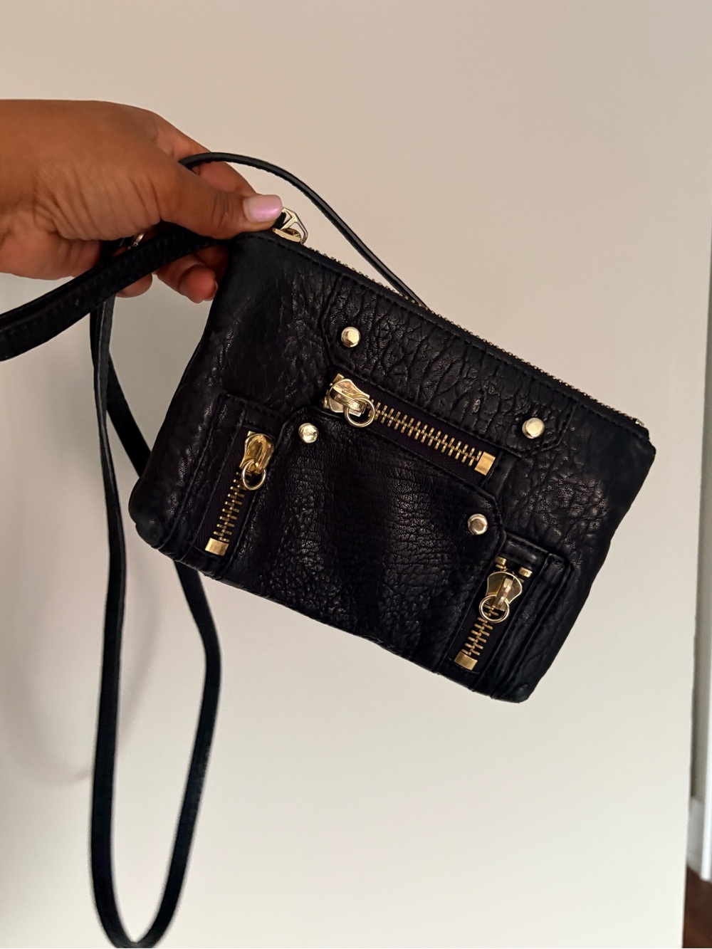 Botkier Black Leather Crossbody with Gold Hardware